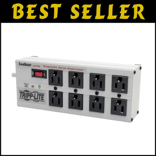25ft Surge Protector Power Strip - 8 Outlets, Metal Housing & Lifetime Insurance