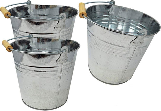 Versatile 3-Pack Metal Buckets - Ideal for Ice, Beer, or Retro Gift Baskets