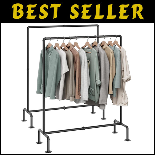 Detachable Industrial Clothing Rack with Stable Feet - Double the Storage Style