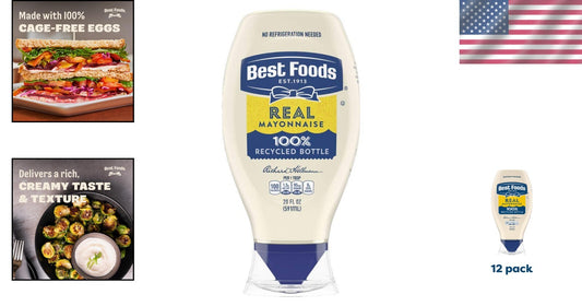 No-Mess Mayonnaise Squeeze Bottles - Cage-Free, Gluten-Free, 20 oz, Bulk Pack