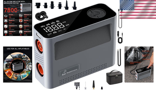 Electric Tire Inflator - Fast 500L/min Pump with Pressure Sensors & LED Light