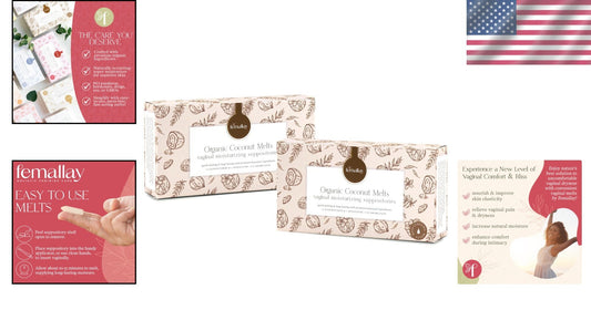 Organic Ultra-Hydrating Vaginal Suppository Melts - 100% Natural Relief, 2 Pack