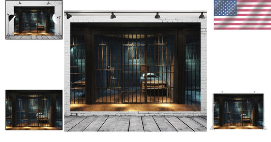 10x8ft Jail Cell Backdrop - Upgraded Polyester Photo Background for Events