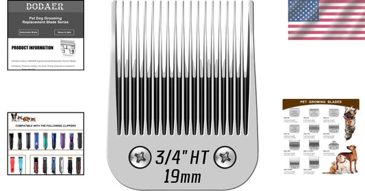 Professional 3/4HT Dog Grooming Blades Compatible with Andis & Oster Clippers