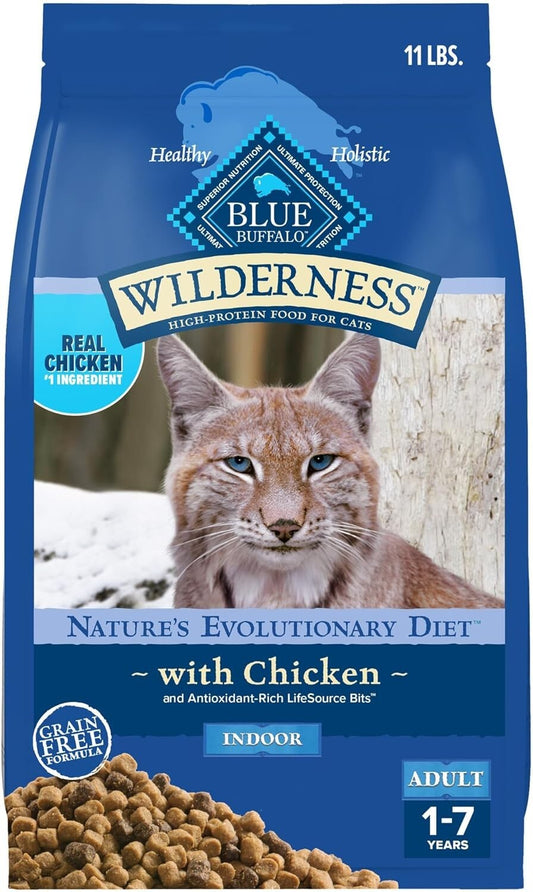 Grain-Free, High-Protein 11-lb Bag of Wilderness Chicken Cat Food for Adult Cats