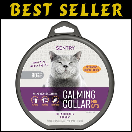 Purple Calming Collar for All Cats - Reduces Stress & Unwanted Behavior, 3 Count