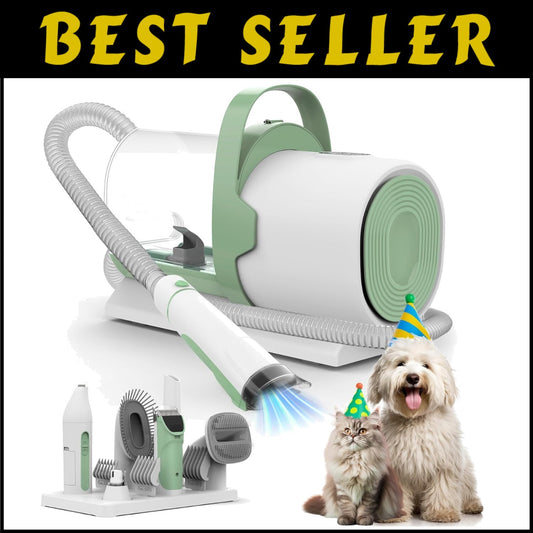 11000Pa Dog Grooming Vacuum with 7 Tools - Ergonomic Design & Low Noise Grooming