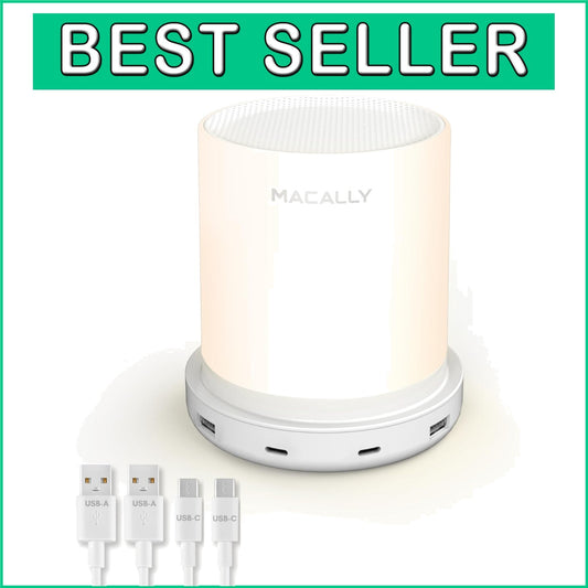 Versatile Bedside Lamp with USB Ports & Touch Control - Light & Charge with Ease