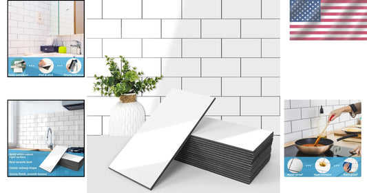DIY Glossy White Subway Tile – 3" x 6" Peel and Stick Wall Tiles for Kitchens