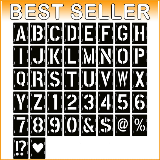 Eco-Friendly 42-Piece Stencil Kit - Letters, Numbers, and Symbols for Crafting