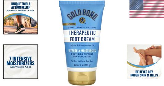Quick Absorbing Foot Cream with Urea - 4 Oz Tube, Set of 6 for Daily Care