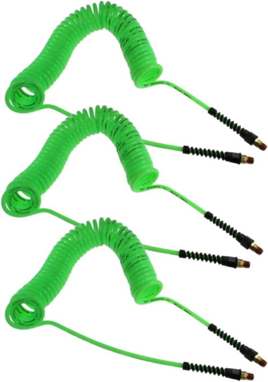 Temperature Resistant Polyurethane Air Hose - 20ft, 130 PSI, Neon Green, 3 Pack