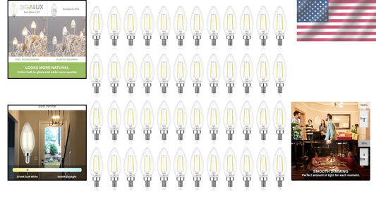 Energy-Efficient 48-Pack E12 2700K Dimmable LED Bulbs for Chandeliers