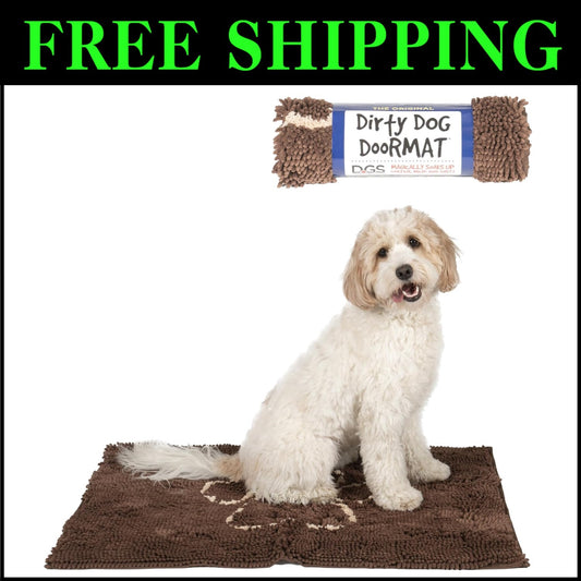 Versatile Super Absorbent Dog Rug - Plush Microfiber Doormat - Almond 35" x 26"