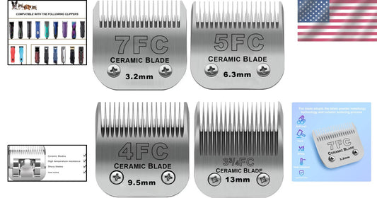 Premium Detachable Dog Grooming Clipper Blades 3FC to 7FC - Lightweight Set