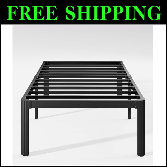 Twin XL Heavy Duty Platform Bed Frame - No Box Spring Required, Rounded Corners
