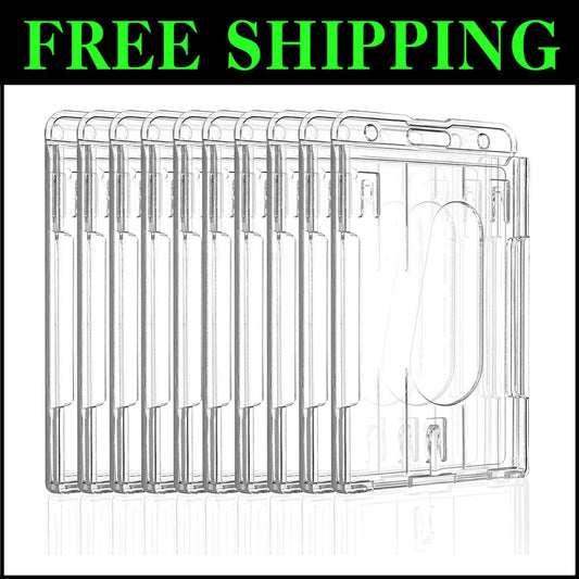 Durable 2-Card Vertical Badge Holders - 50 Pack with Clear PC Protection