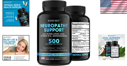 Multi-Action Neuropathy Support with Antioxidants - 60 Capsules for Nerve Health