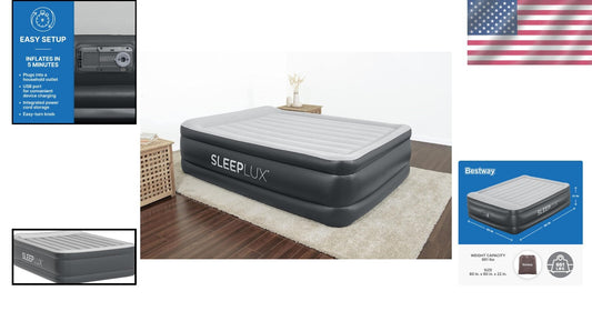Durable Queen Air Mattress with Integrated Pillow & Fast-Inflate Pump - 661 lbs