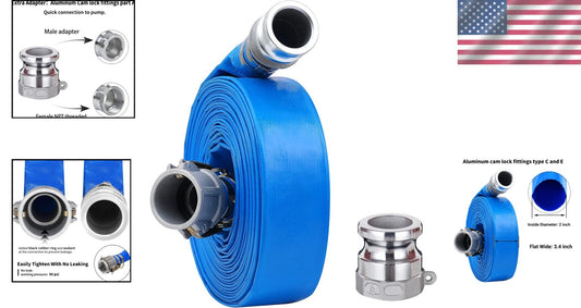 Versatile 100ft 2-Inch PVC Discharge Hose with Cam Lock & Leak-Free Performance
