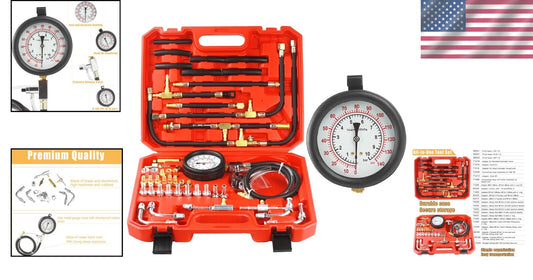 High-Precision 0-140 PSI Fuel Pressure Gauge Kit with Adapters & Tubing - 45PCS