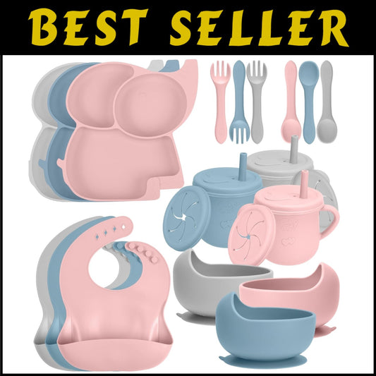 Durable Silicone Baby Feeding Set - Sippy Cups & Utensils for Independent Eaters