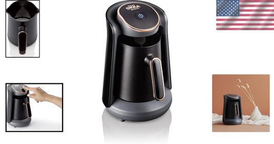 Minio Automatic Coffee Maker - 4 Cup Turkish Coffee Machine, Black/Gold Finish