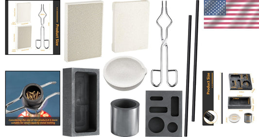Durable 9-Piece Graphite Casting Set with Stir Rods and Moulds for Metalworking