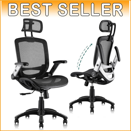 Multi-Functional Ergonomic Chair with Flip-Up Arms - Ideal for Tall Users