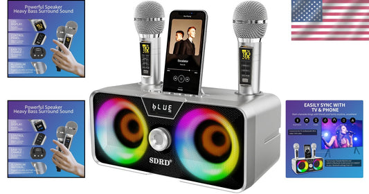 20W Karaoke Machine for All Ages with Rechargeable Battery & Colorful Lights