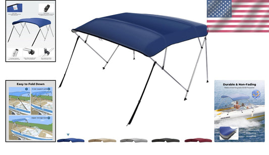Heavy-Duty Bimini Top for Boats, Tear-Resistant Cover with Quick-Release Design