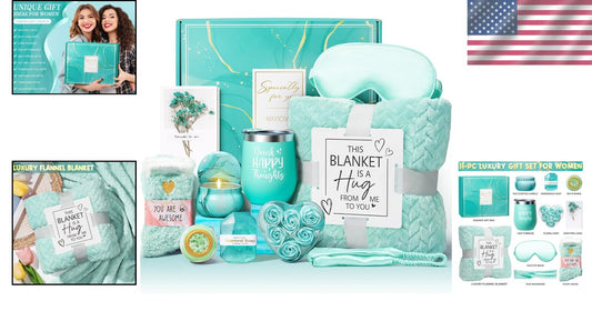 Unique Birthday Gifts for Women: Ocean Relaxing Spa Basket with Flannel Blankets