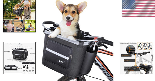 Lightweight and Durable Detachable Bike Basket with Side Pockets for Easy Access