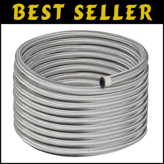 High-Pressure 20FT Silver 8AN Braided Fuel Line - Ideal for Professionals