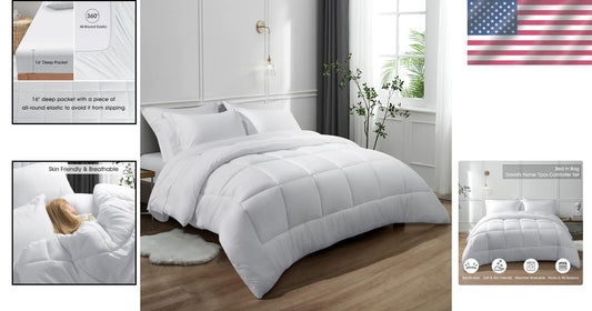 Chic and Cozy 7-Piece Queen Comforter Set - Allergy-Friendly Down Alternative