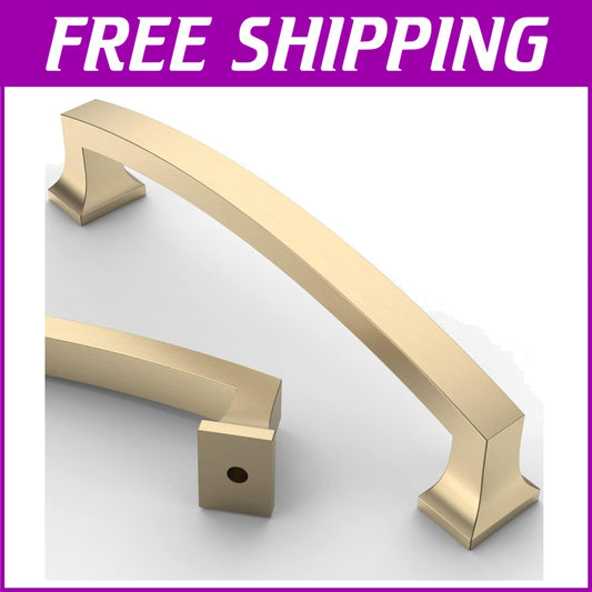 Elegant 5-Inch Brushed Brass Cabinet Pulls - 10 Pack for Stylish Home Upgrades