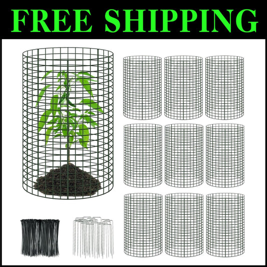 Comprehensive Plant Protection Set - 10 Oversized Wire Cages with Ground Stakes