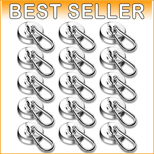 Durable 110lbs Magnetic Hooks with Swivel Carabiner - Perfect for Metal Surfaces
