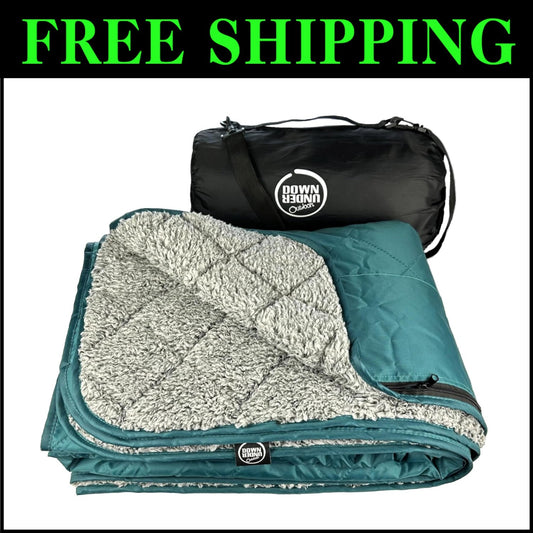 Luxury Teal Quilted Fleece Blanket - Waterproof & Essential for Outdoor Events