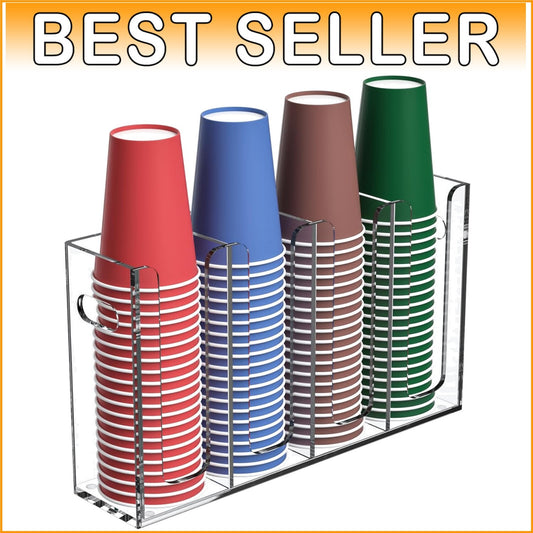 Acrylic Cup Holder with Handles for Countertop or Wall Mount - 4 Compartments