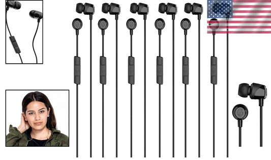 6 Pack Jib Wired Earbuds with Noise Isolation and Built-In Microphone for Travel