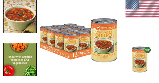Garden-Fresh Amy's Vegan Soup, Chunky Vegetable, Reduced Sodium, 12-Pack 14.3 Oz