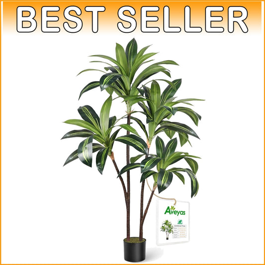 4ft Artificial Dracaena Tree - Real Touch Faux Plant for Indoors & Outdoors