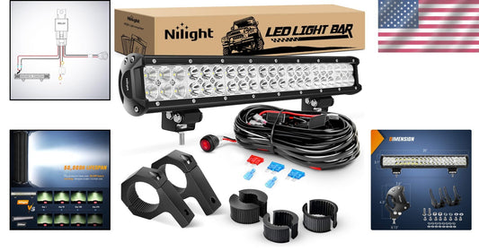Durable 126W Waterproof Off-Road LED Light Bar with Bracket & Wiring Harness