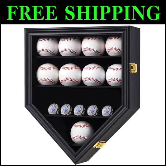 Stylish Baseball & Championship Ring Display Case with Detachable Partitions