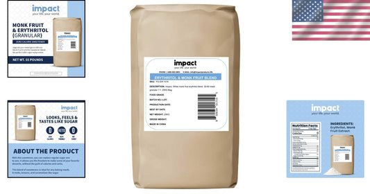 Versatile Sweetener Blend - 55lbs Monk Fruit & Erythritol for Baking & Beverages