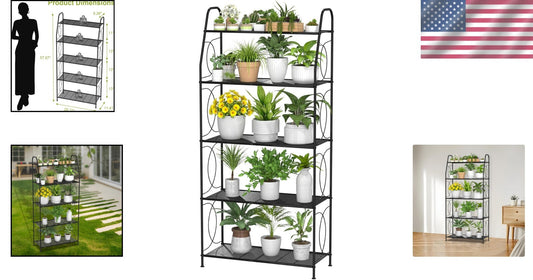 Durable 5-Tier Plant Shelf with Elegant Design - Perfect for Home and Garden