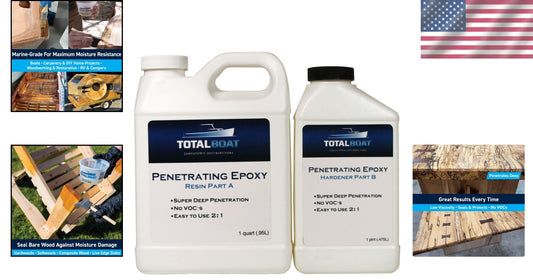 Clear Wood Rot Repair Epoxy - Quart Size for Easy Application & Strong Support