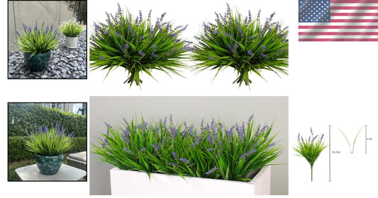 24 Bundle UV Resistant Artificial Purple Flowers for Elegant Outdoor Decor