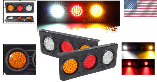 Durable 63 LED Trailer Tail Lights with Iron Bracket - Stop/Turn/Reverse Signals